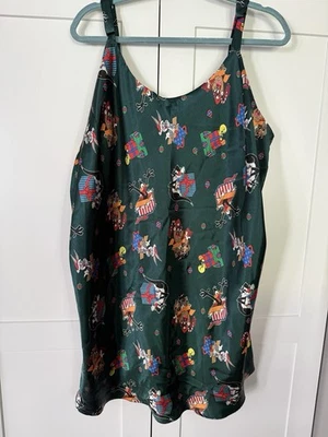 Looney Tunes Mujer’s Vintage Vestido de Noche Pijama Satinado Chemise Navidad Verde 3x Foto 1 de 4