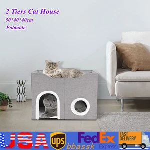 Casa para Gatos Grande Interior Gatos Cama Lindo Moderno Gato Condominio Refugio Plegable - Imagen 1 de 16