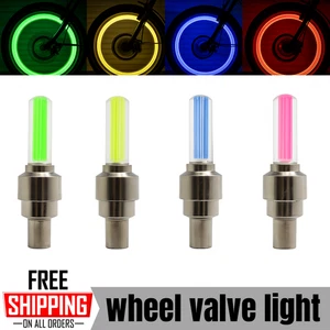 UK Stock 2PC VALVE DUST CAP TYRE COLOUR SAFETY LED NEON CAR BIKE WHEEL LIGHTS - Picture 1 of 16