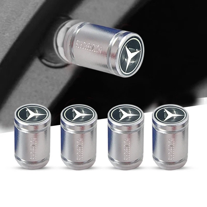 4PCS Silver Car Wheel Tire Air Valve Stem Dust Valve Cap Cover for Mercedes Benz - Image 1 of 1