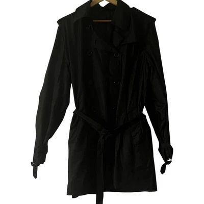 Gabardina para mujer Norma Kamali negra de doble botonadura con cinturón XL clásica Foto 1 de 4