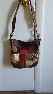 Coach Patchwork 10435 Brown Leather Crossbody Handbag - Picture 1 of 6