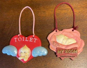 Rose O'Neill Kewpie Wall Hanging Door Plate MY ROOM & TOILET Set - Picture 1 of 7