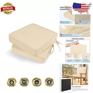 Fade Resistant Outdoor Chair Cushions 19x19 - Memory Foam with Straps - Picture 1 of 9
