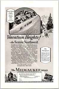 PRINT AD 1928 Chicago Milwaukee St. Paul Pacific Vacation Heights 6.75 x 10 - Picture 1 of 3
