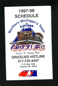 Gaylord Grizzlies--Horario de bolsillo 1997-98--Holiday Inn/Knickers--NAHL - Imagen 1 de 2