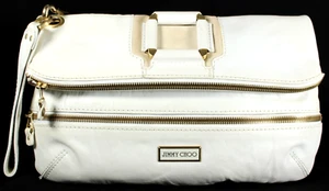 Bolso sin asas grande de gamuza MAVE de cuero de becerro blanco y gamuza beige JIMMY CHOO - Imagen 1 de 22