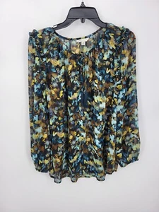 Top Frye and Co Mujer Plus 1X Abstracto Floral Cuello Corbata Manga Larga Romántico - Imagen 1 de 8