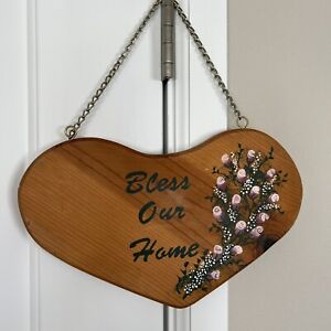vintage Wooden welcome sign Heart Shaped Wall Plaque