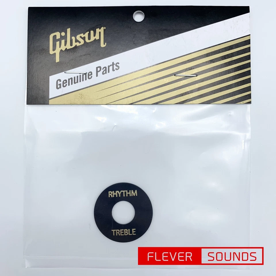 Packaged Genuine Gibson Toggle Switch Washer Black With Gold Letters PRWA010
