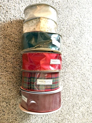 Hobby Lobby Ribbon Wire Edged Christmas 3" and 2" - 2004 six rolls, sealed - Image 1 of 4