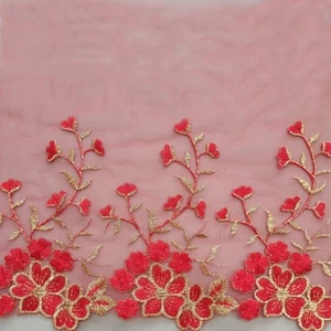 Embroidered Lace Mesh Trims Edge Bridal Wedding Dress Costume Sewing Craft Decor - Picture 1 of 15