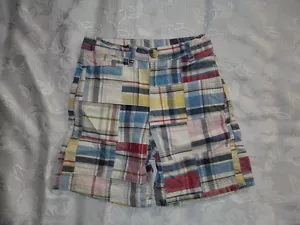VINTAGE Boys RUGGED BEAR Madras Plaid Patchwork SHORTS Sz 5 Adj. Waist - Picture 1 of 1