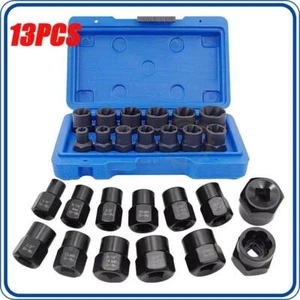 Impact Bolt Extractor Set Nut Remover Set Stripped Extraction Socket Tool 13PCS - Foto 1 di 9