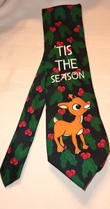 Men's Tie, 58", Rudolph Reindeer, Festive Christmas Necktie, GUC, Nice - Picture 1 of 11
