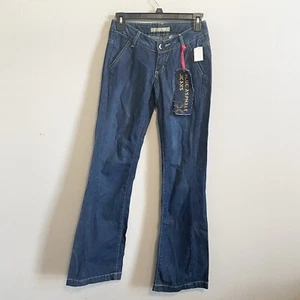 NWT Deadstock Y2k Wet Seal Blue Asphalt Dark Wash Low Rise Trouser Jeans Size 00 - Picture 1 of 6