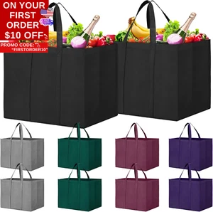 Reusable Grocery Shopping Bags 10 Pack Large Foldable Tote Bags Bulk,Eco Produce - Picture 1 of 12