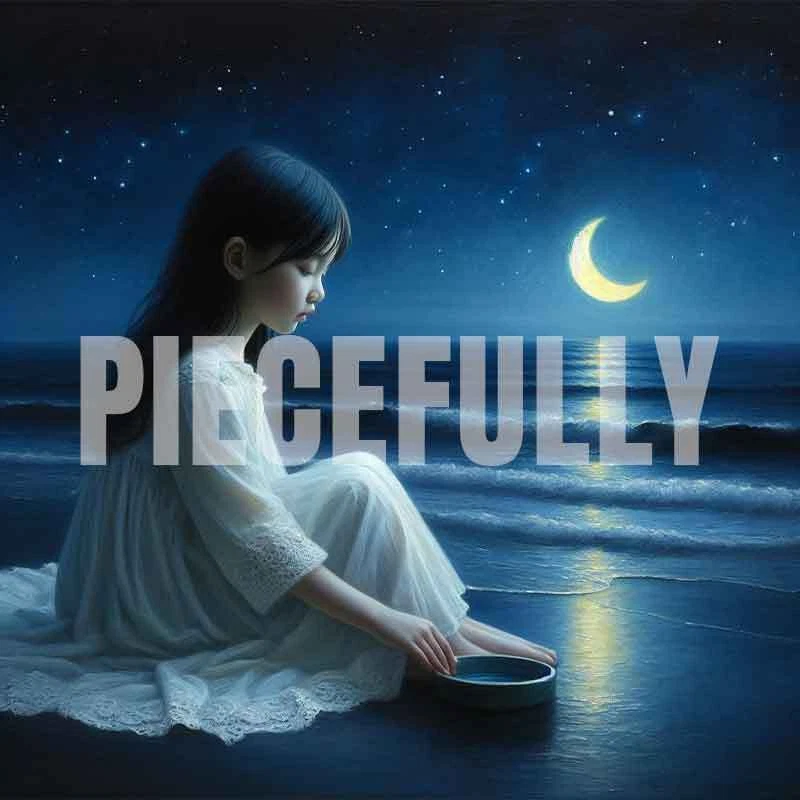 The Girl and Her Moon #008 AI Digital Art Image w/ Abstract Riddle Philosophy - Image 1 of 1