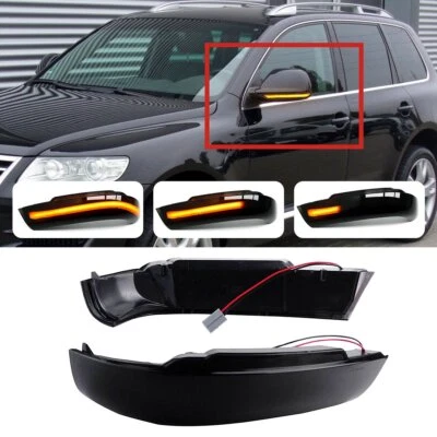 2 frecce LED indicatori di direzione specchio luce nera per VW Touareg 7L 2002-2006 - Immagine 1 di 4