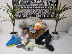 manatee orca  fish shark turtle dolphin plush lot / sn3572 - Picture 1 of 4