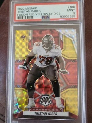 2022 Panini Mosaic Fusion Red/Yellow  Choice Prizm /80 Tristan Wirfs Psa 9 Pop 1 - Image 1 of 2