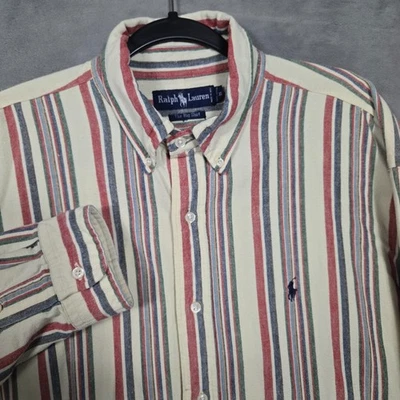 Vintage RARE Ralph Lauren flannel shirt mens XL "The Big Shirt" striped - Image 1 of 4