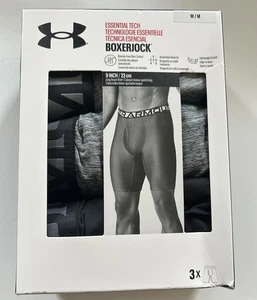 Under Armour Essential Tech Boxerjock 3er Pack Unterwäsche 9” Herren Medium Bl/Gr Neu - Bild 1 von 2
