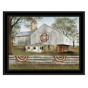 Trendy Decor 4U "American Star Quilt Block Barn" gerahmte Wandkunst, Wohndeko - Bild 1 von 5