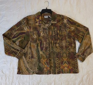 Chico's Pana Top Cazadora Con Botones Para Mujer Talla 3 Bolsillos Tribal BOHO - Imagen 1 de 18