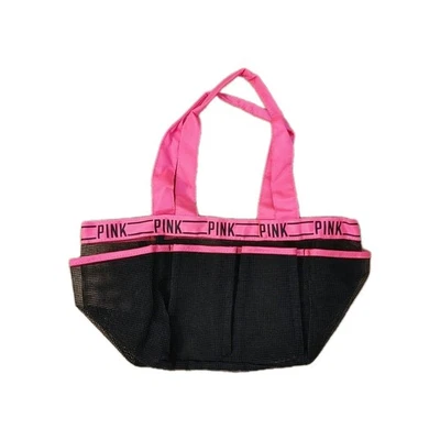 Victoria’s Secret PINK Shower Caddy Mesh Bag Black / Pink Logo Carry All Travels - Image 1 of 4