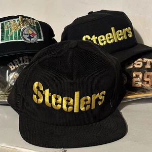 Vintage Starline Pittsburgh Steelers Cord SnapBack Mütze schwarz Kappe - Bild 1 von 9