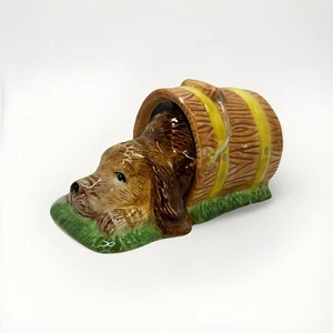 Colorful Puppy Dog Hound Resting in Bucket Ceramic Salt & Pepper Shakers - Picture 1 of 8