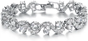 18Ct Placcato Oro O Giallo Bracciale Tennis per Donne Bracciale Tennis Con Cubic - Foto 1 di 12