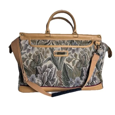 Vintage American Tourister Floral Tapestry Carry On Luggage Weekender Travel Bag - Image 1 of 4