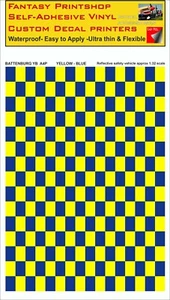 RC 1:32 Scale Reflective BATTENBURG VINYL STICKER DECAL A4 PORTRAIT Yellow Blue - Bild 1 von 3
