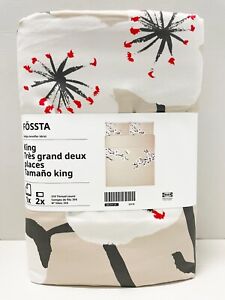 Ikea FOSSTA King Duvet cover and pillowcase(s), beige/plum blossom - NEW