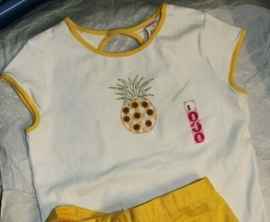 Gymboree TROPICAL PINEAPPLE Vintage NWT 8 White button top - Picture 1 of 2