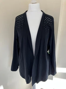 Ladies Black Cardigan/Jacket with Rhinestone Decoration - Size 1x BNWT - Picture 1 of 4