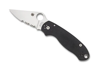Cuchillo Plegable Spyderco Para 3 3" S45VN Combo Hoja, Negro Mangos G10 con Clip Foto 1 de 3