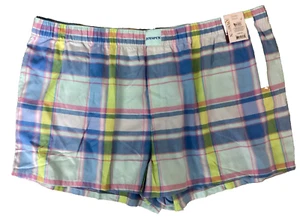JOYSPUN LADIES UK BABY JADE PLAID WOVEN ELASTIC WAIST PJ SHORTS Sz 2X* - Picture 1 of 5