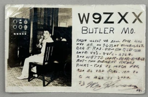 Vintage 1939 RPPC Butler MO Ham Radio Station W9ZXX With Technical Information - Picture 1 of 2