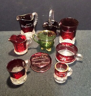 Lot of Vintage Ruby Flash Souvenir Glassware - Image 1 of 4