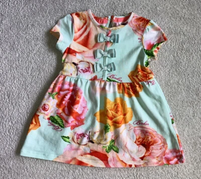 Ted Baker Baby Girl Green Mint Floral Bow Dress Holiday Party Occasion 3-6 Month - Image 1 of 4