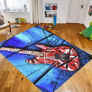 Guitar Rug,Guitar Anti Slip Rug,Guitar Gift Rug,Guitar Decor Rug,Blue Red Guitar - Picture 1 of 12