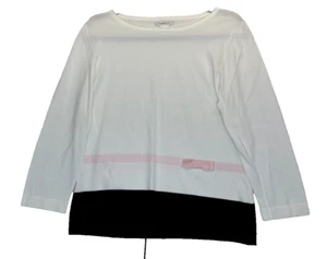 Harold's - Camisa para mujer manga larga blanca y negra con lazo rosa - Talla L - Imagen 1 de 4