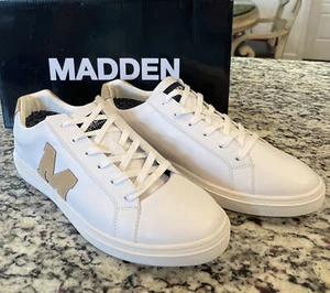 New! Steve Madden Madden Dashte Lace Up Initial Casual Sneaker White Taupe 10.5 - Picture 1 of 5
