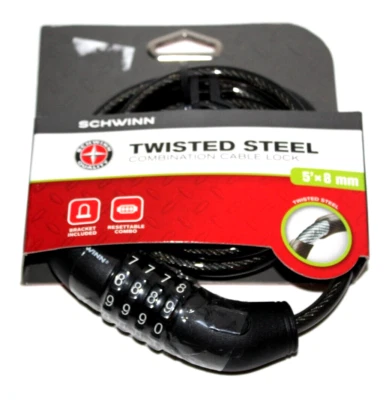 Schwinn Twisted Steel Combination Cable Lock Black 5' x 8mm SW77780-3 - Image 1 of 3