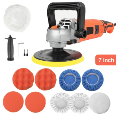 HULIOU 1580W Rotary Car Polisher Buffer Sander 7"Polishing Machine Waxer Pad