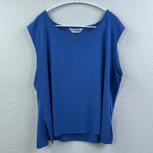 Exklusiv Misook Damen ärmellos blau 2X Tank klassisch Strick U-Ausschnitt einfarbig - Bild 1 von 9