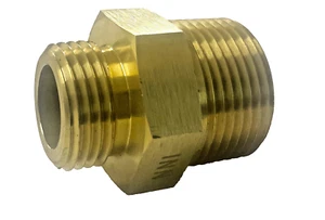 1" Male NPT pipe X 3/4" Male GHT  Garden Hose Brass Adapter - Picture 1 of 5
